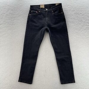 Levis Jeans Mens 30x30 Black 502 Taper Dark Wash Stretch Denim Preppy Grunge NEW